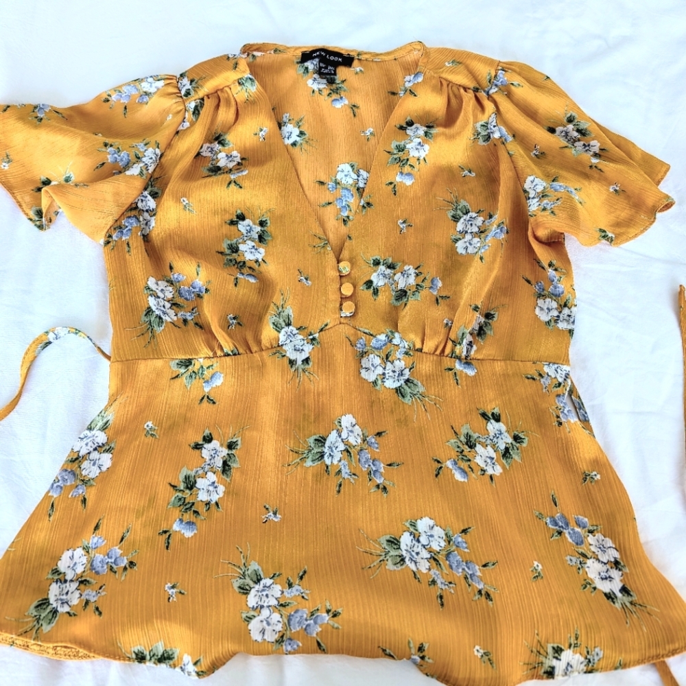 Silky yellow floral top